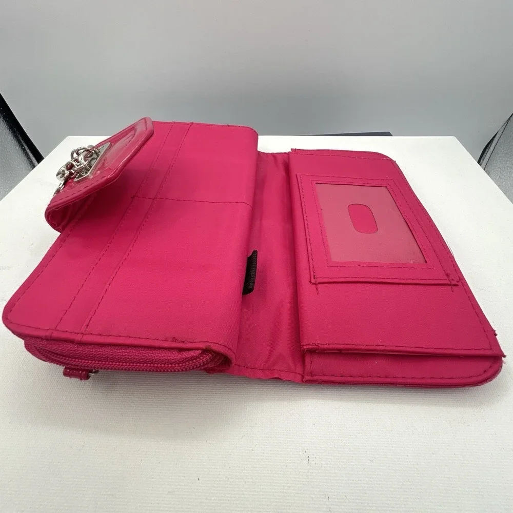 Wristlet Pink Heart Wallet W/Check Book Holder‎ Pink Patent Leather Accents